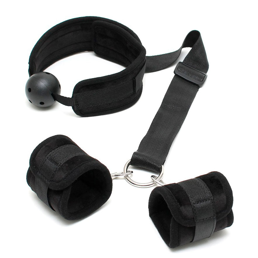 Breathable Mouth Gag with Adjustable Velcro Cuffs – Padded Comfort