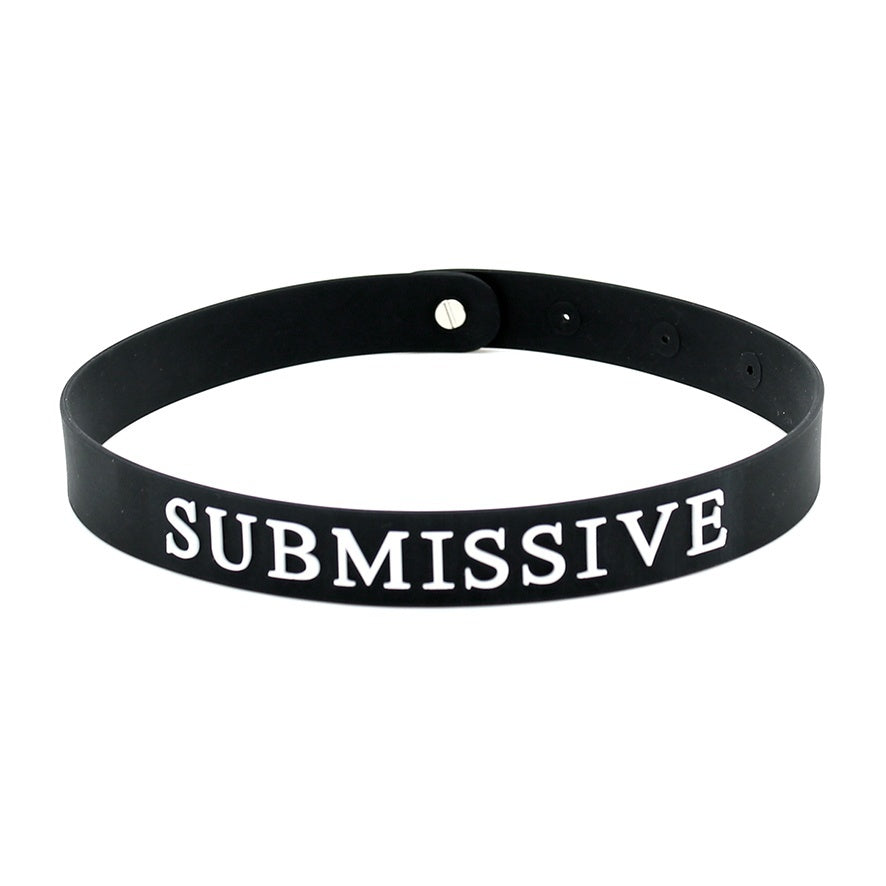 Black Silicone "SUBMISSIVE" Collar – Adjustable BDSM Neckwear