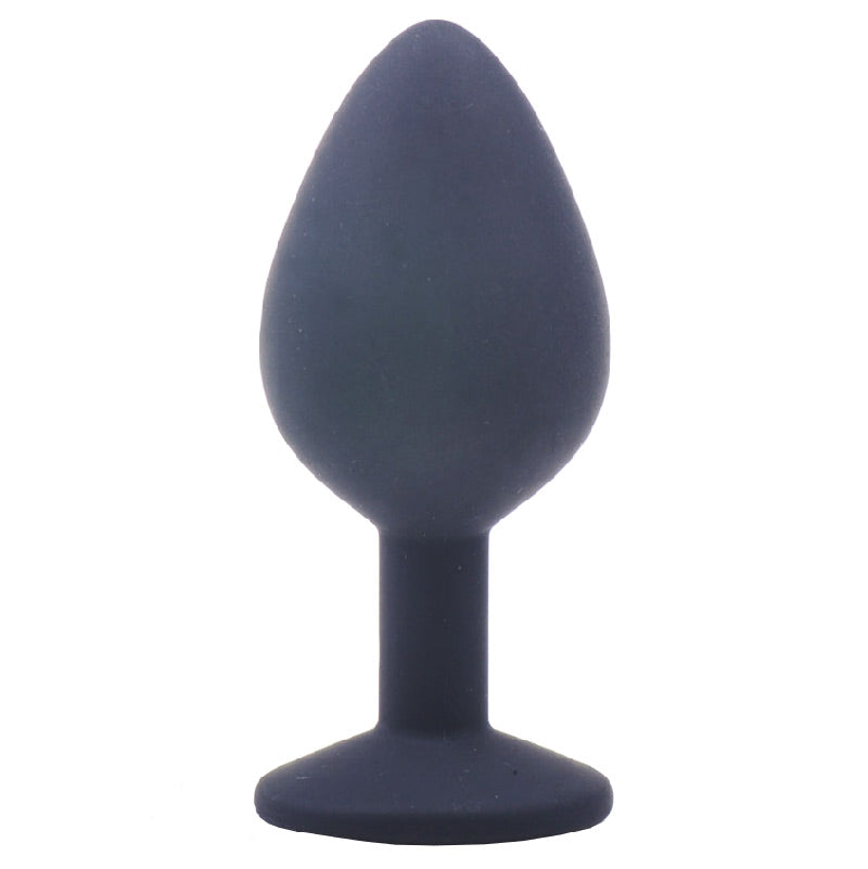 Medium Black Jewelled Silicone Butt Plug – Purple Diamond Base