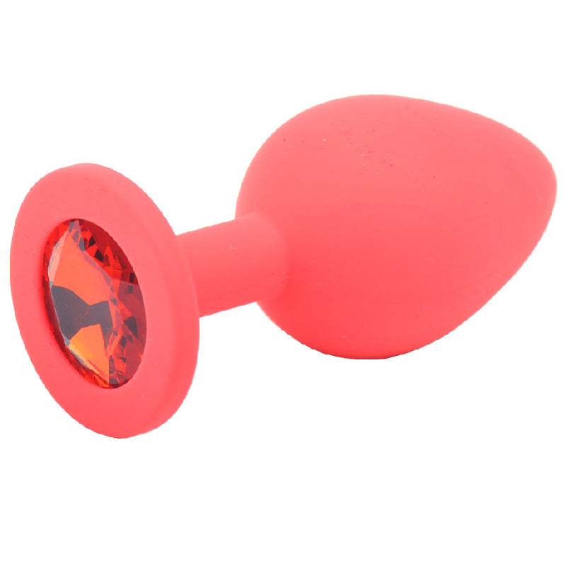 Medium Red Jewelled Silicone Butt Plug – Red Diamond Base