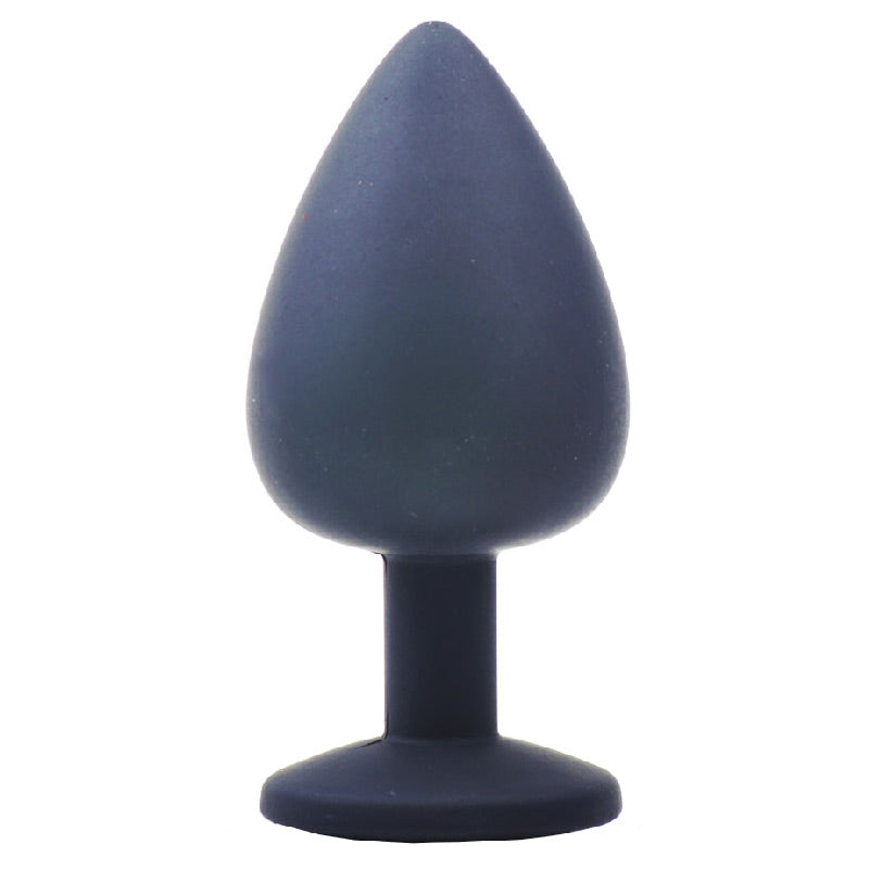 Large Black Silicone Butt Plug with Purple Jeweled Base – Elegant & Firm