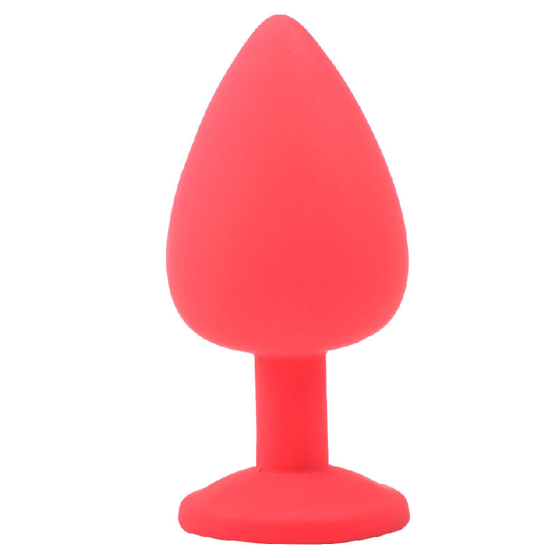 Large Red Silicone Butt Plug with Red Jeweled Base – Bold & Comfortable