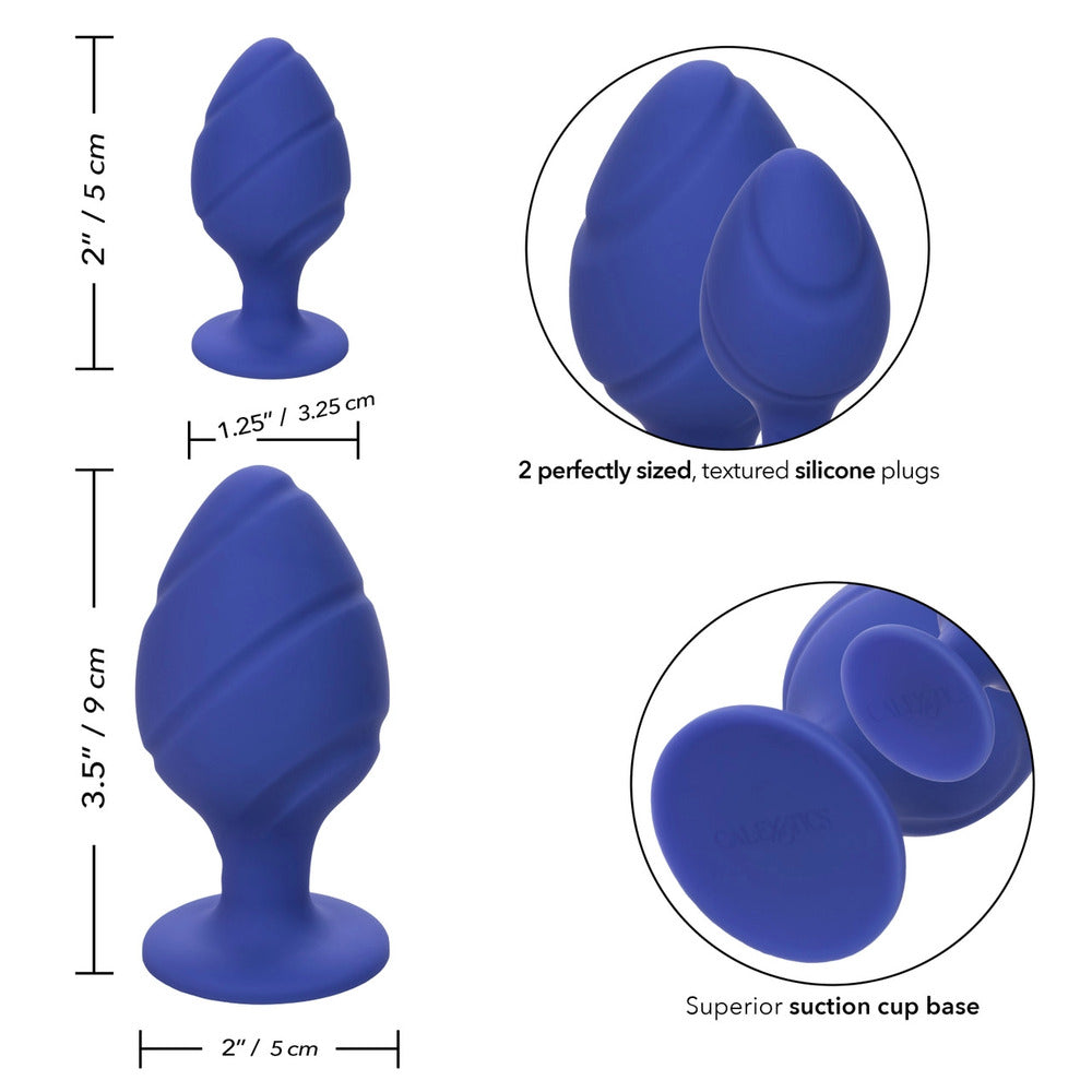 Cheeky Butt Plug Duo Purple – Dual Textured Silicone Plugs with Suction Base