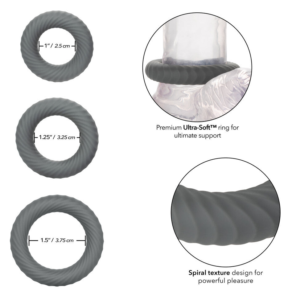 Link Up Ultra Soft Ultimate Cock Ring Set – Spiral Texture 3-Pack