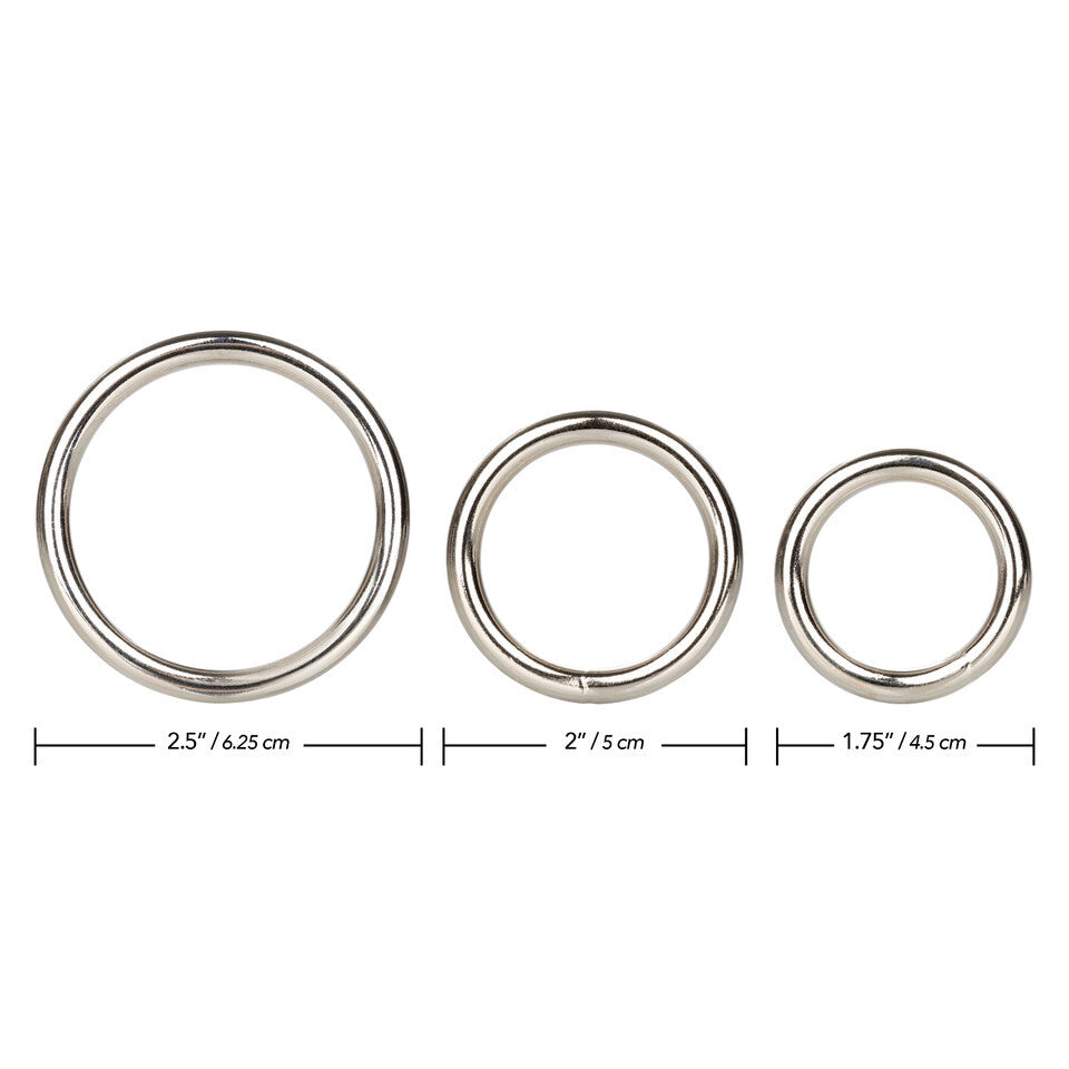 3-Piece Steel Cock Ring Set – Silver Metal Erection Enhancer Rings