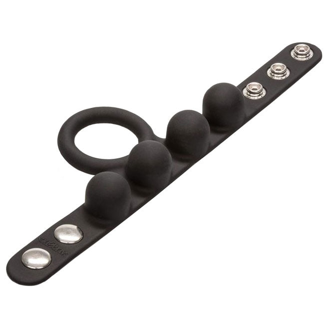 Medium Weighted Penis Ring and Ball Stretcher – Silicone with Weights