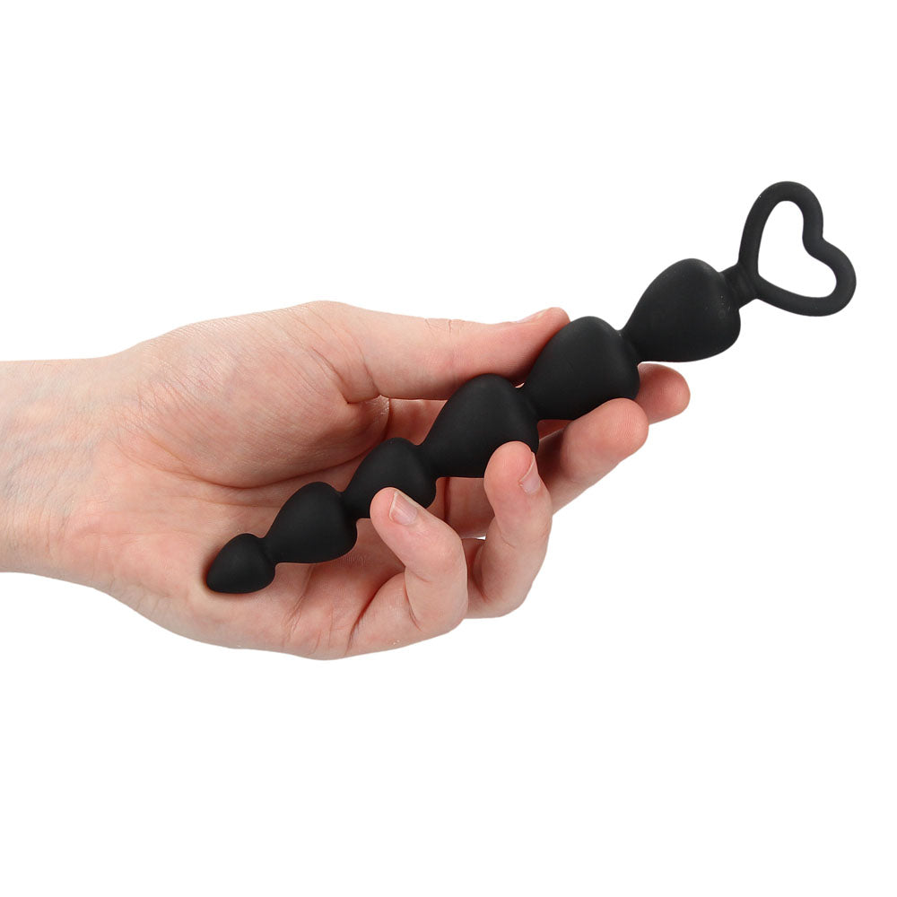 Black Silicone Anal Beads – 6 Tapered Beads for Gradual Pleasure