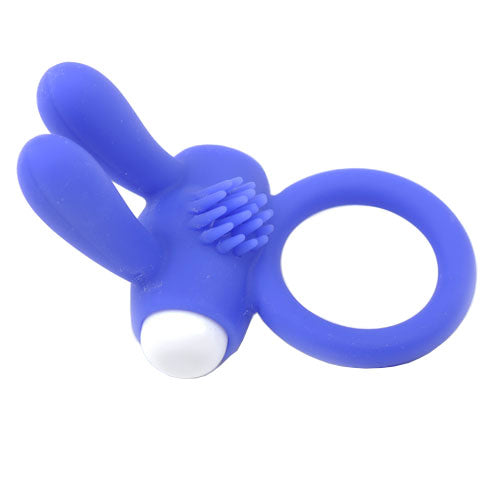 Blue Silicone Cock Ring with Rabbit Ears – Adjustable & Vibrating for Enhanced Pleasure