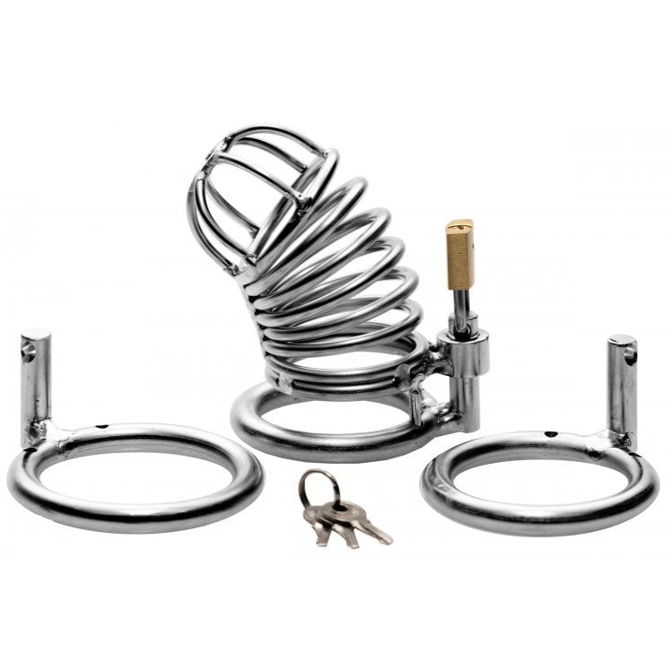 Master Series Bastille Stainless Steel Penile Confinement Cage – Secure BDSM Lock