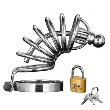 Master Series Asylum 6-Ring Stainless Steel Locking Chastity Cage