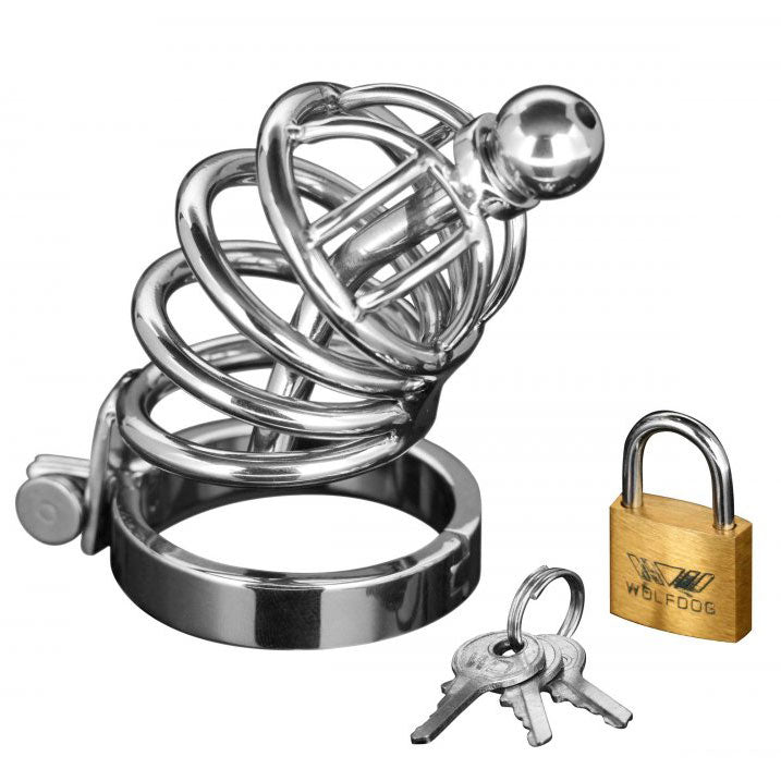 Master Series Asylum 4-Ring Stainless Steel Locking Chastity Cage