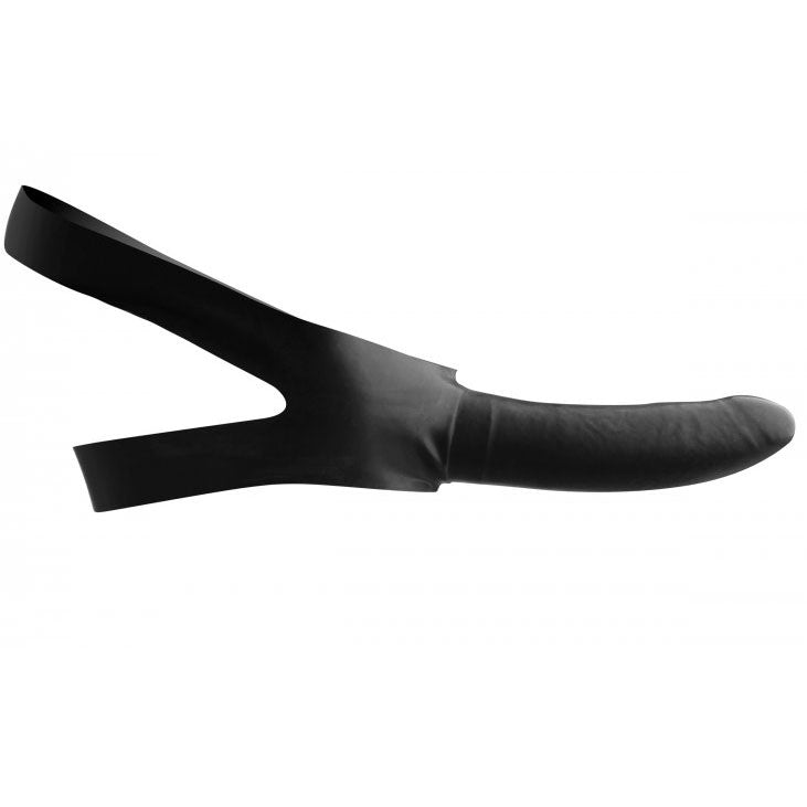 Face Strap-On Harness with Mouth Gag and Rigid Dildo – Black
