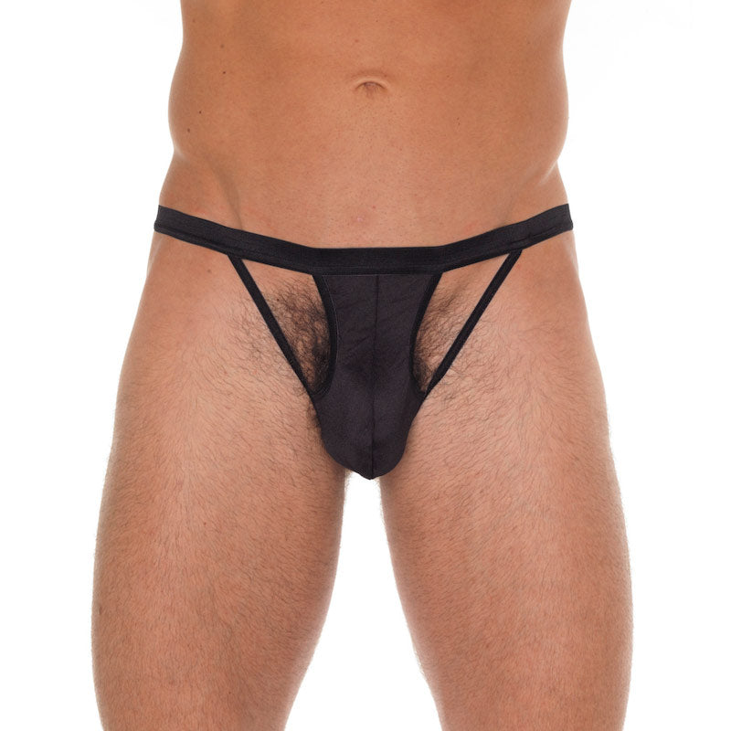 Men’s Black Cut Out G-String – One Size, Sexy Design