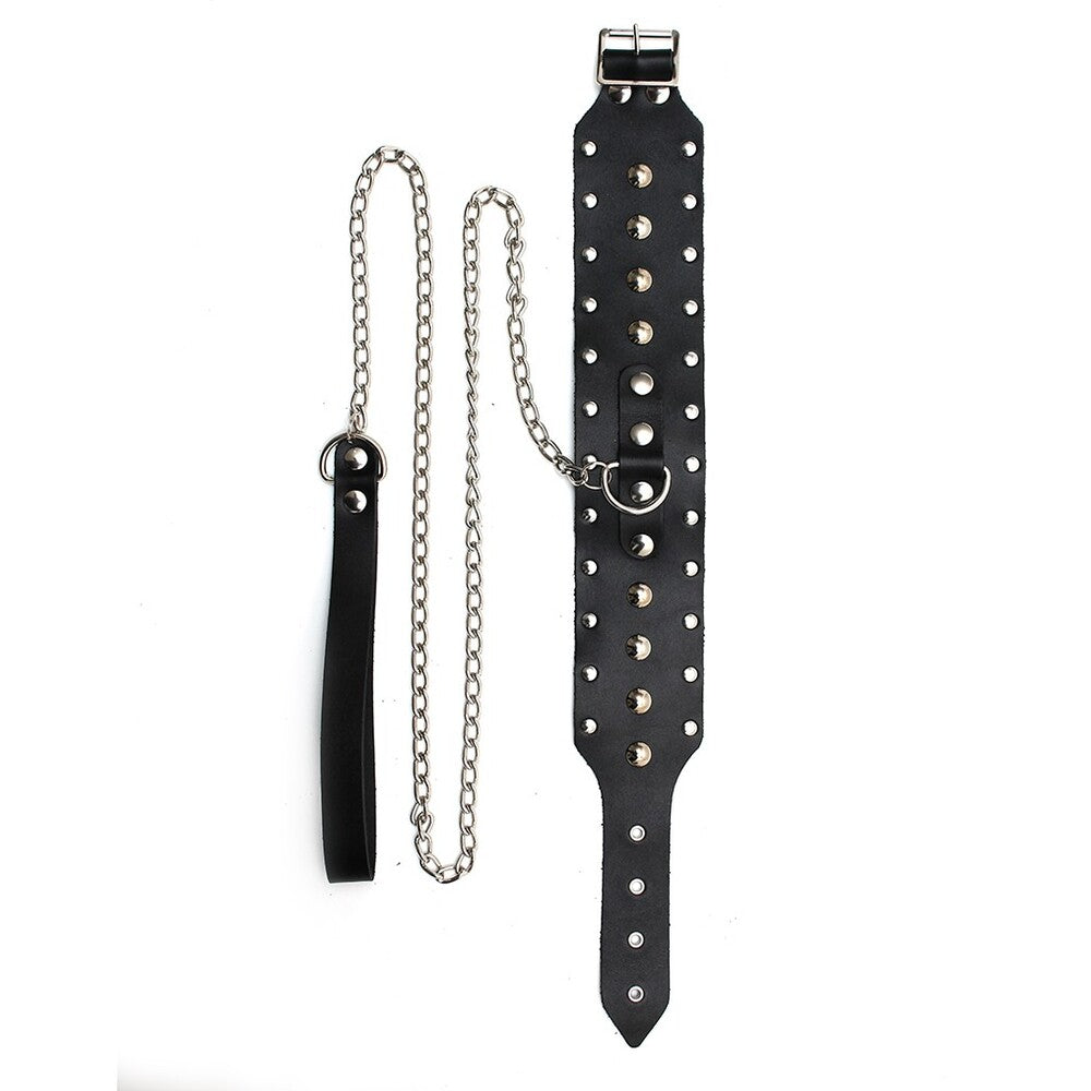 Adjustable Genuine Leather Collar with Chain – Rimba