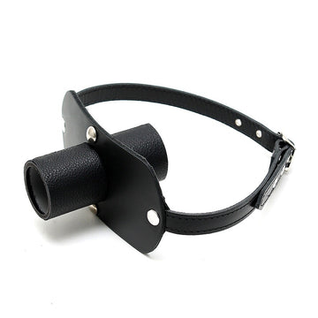 Genuine Leather Gag with Urine Tube – Adjustable Buckle Fit
