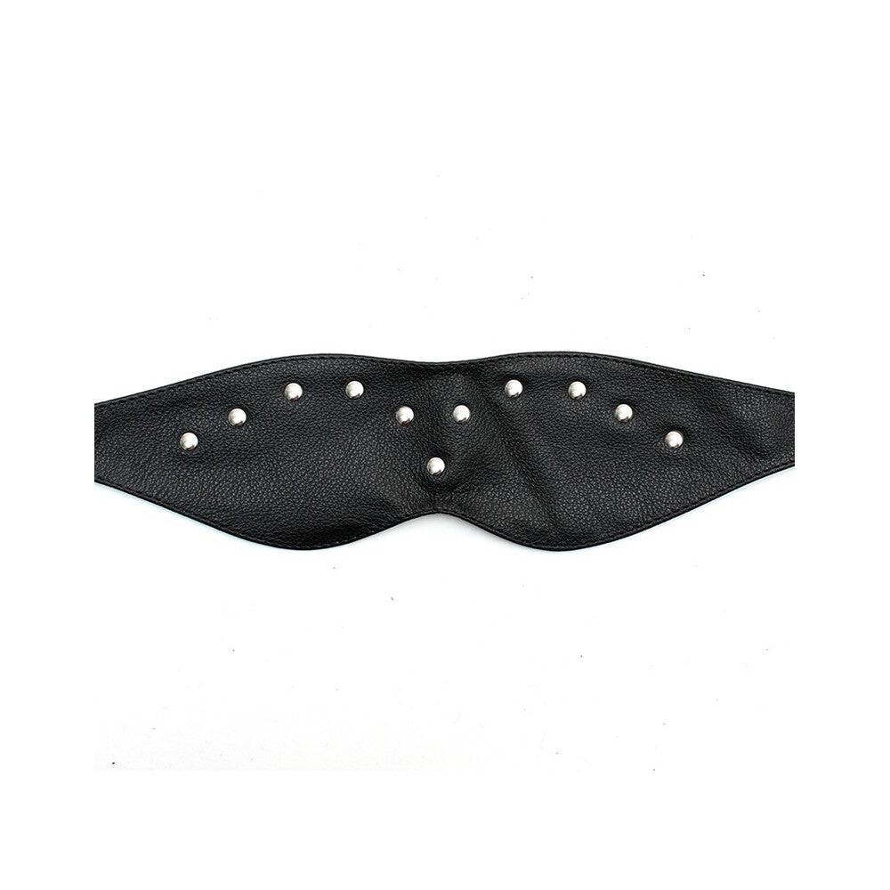 Adjustable Leather Blindfold Mask with Rivet Details