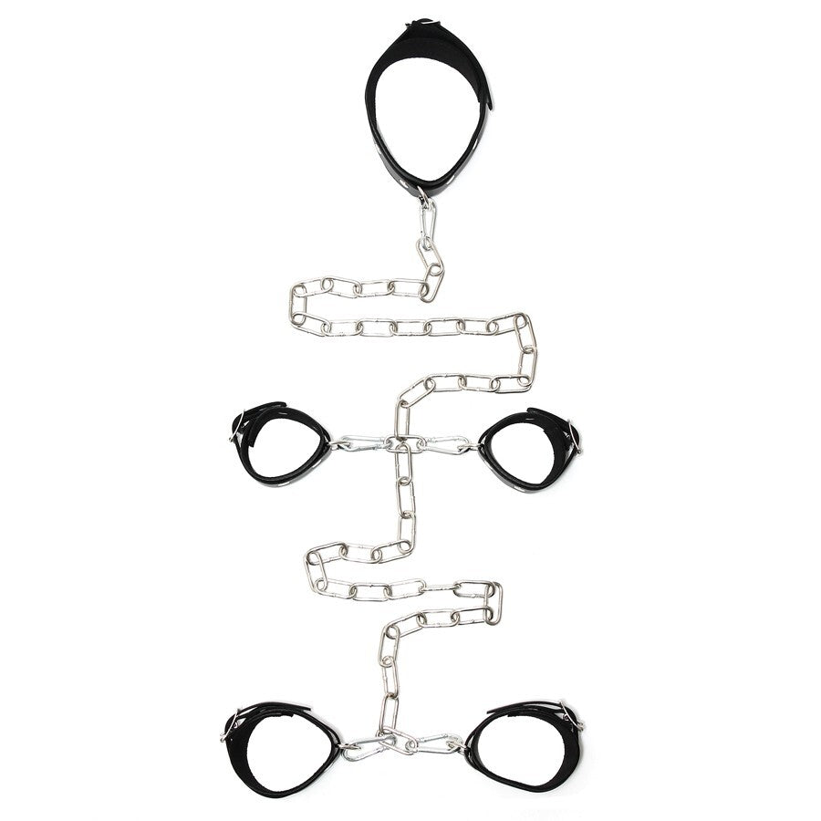 Genuine Leather Female Hand & Ankle Cuffs with Chain