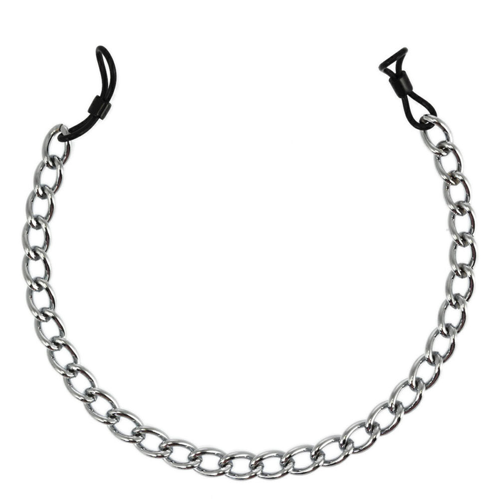 Draw Up Adjustable Rubber Nipple Clamps with Chain – Silver