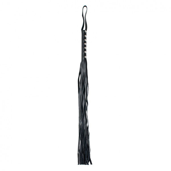 Genuine Leather Whip 24.5 Inches with 8 Long Strands – Black