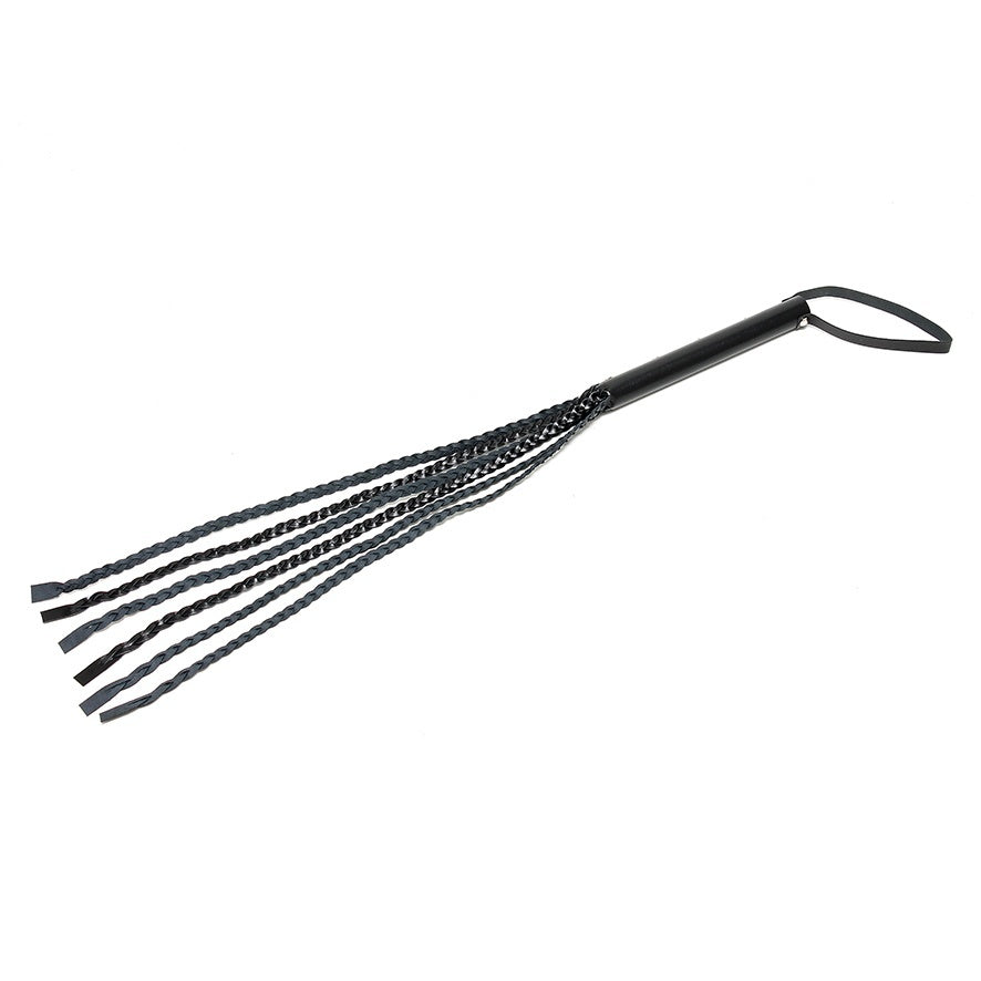 Genuine Leather Whip 25.5 Inches with 6 Plaited Strands – Black