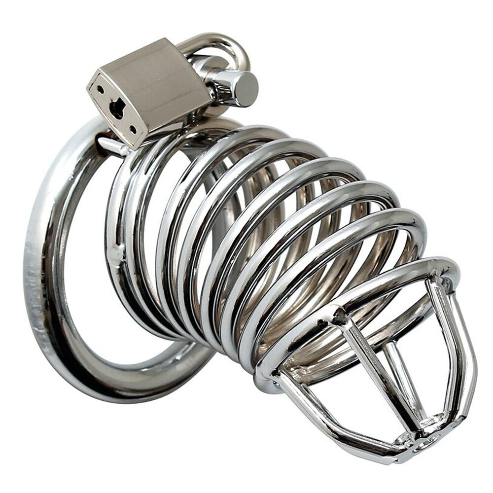 Chrome Chastity Cock Cage with Padlock and Key – Durable Metal