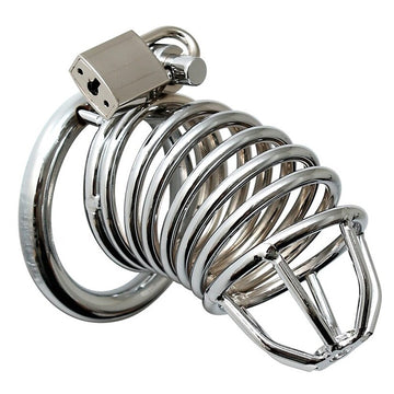 Chrome Chastity Cock Cage with Padlock and Key – Durable Metal