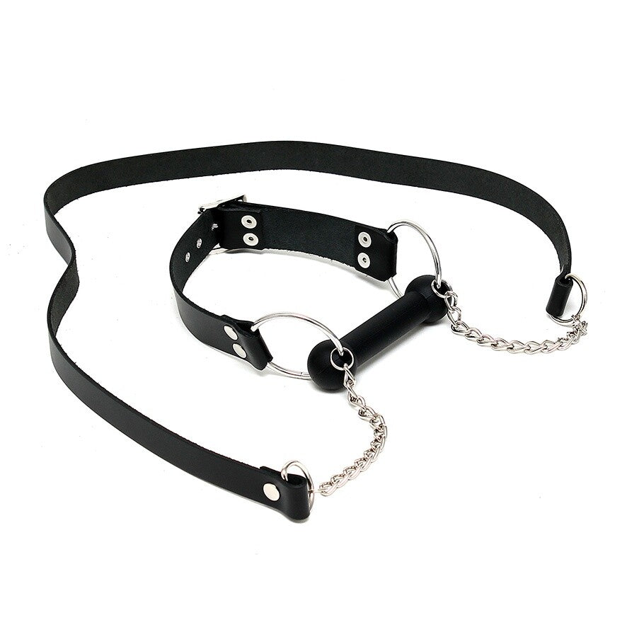 Genuine Leather Horse Bit Gag with Adjustable Reins – BDSM Accessory
