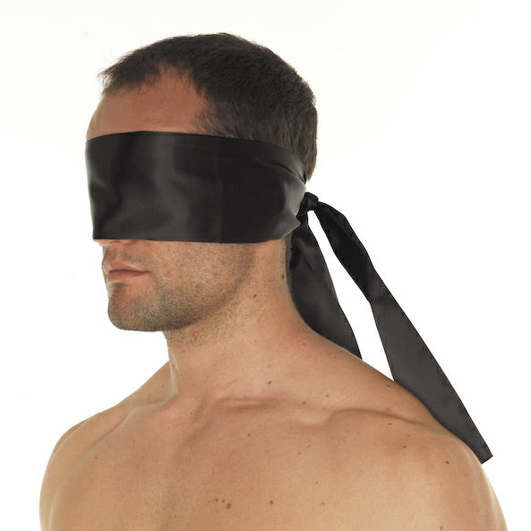 Classic Black Polyester Blindfold – Adjustable Sensual Eye MaskBlindfold