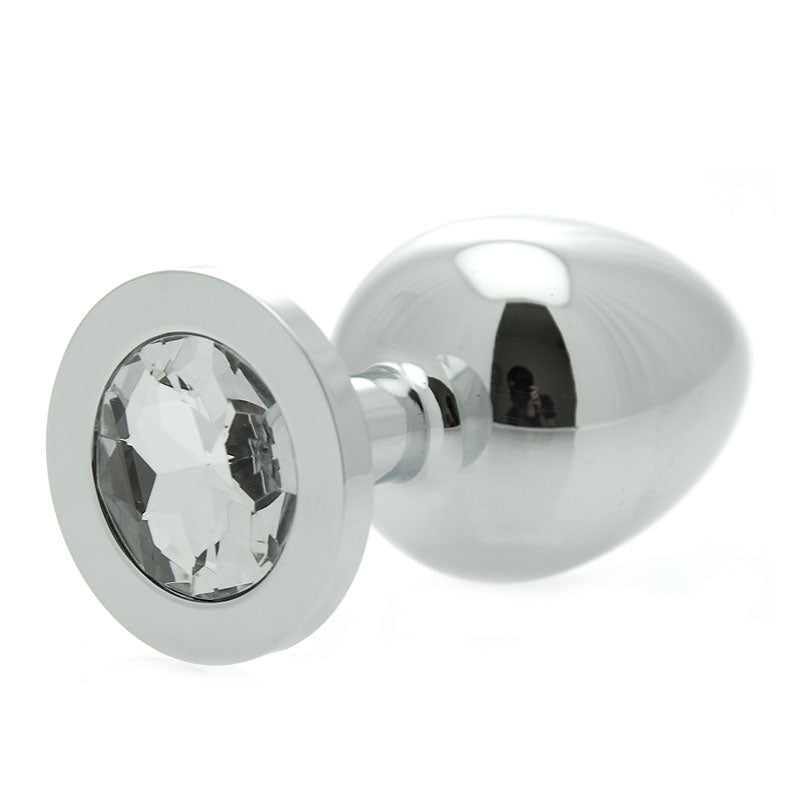 Jewelled Crystal Stainless Steel Butt Plug – Silver